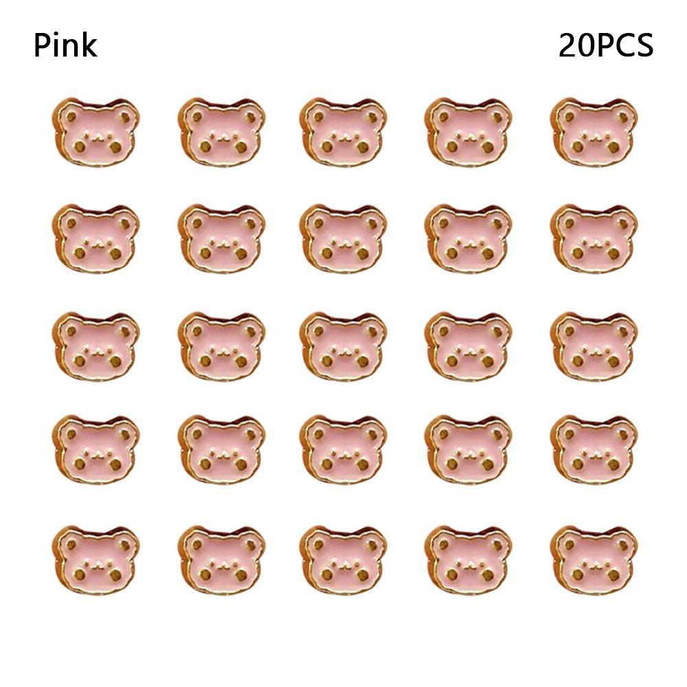 20pcs Metal Bear Head Buttons Mini Doll Shoes Buckles  DIY Doll Clothes Accessories