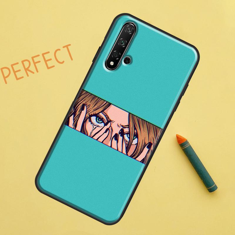 Эстетический чехол с изображением девушки-аниме в стиле поп-арта для Huawei Nova 10 9 SE 5T Y90 Y70 Y60 Y61 Nova 3i 7i 8i 11i P20 P40 P30 Lite P60 Pro