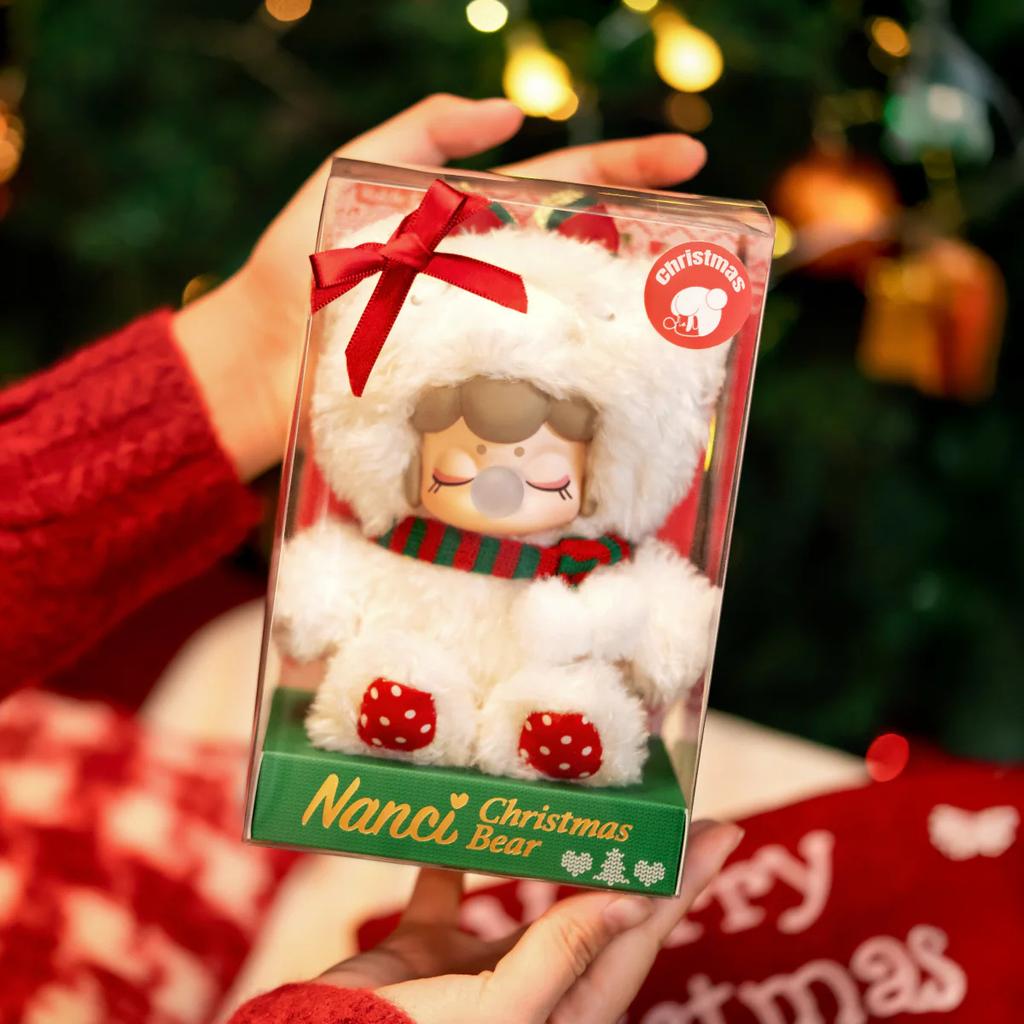 ROBOTIME Rolife Nanci Christmas Bear Plush Pendant Soft Lambswool Keychain for Bag Classic Holiday Decor Ideal Gift For Girl