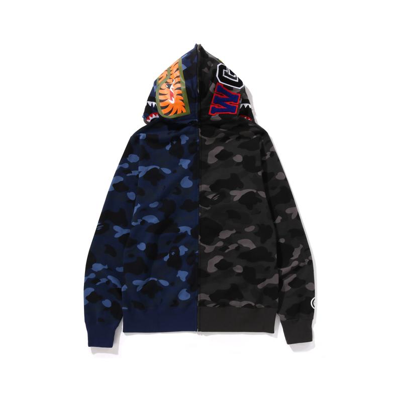 Толстовка на молнии с капюшоном Bape Color Camo 1/2 Shark 0ZXSWM115001N