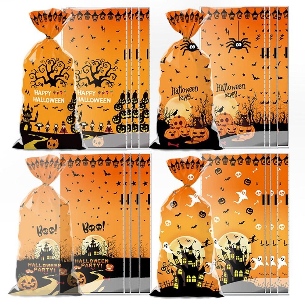 50pcs DIY Halloween Candy Bag Kids Favors Gift Wrapping Bag New Snack Packaging Pouch Halloween