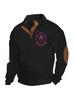 Men's Christmas Printed 3-Button Mock Neck Pullover Sweatshirt, Euro Size Casual Long Sleeve Top for Autumn Winter