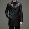 Genuine Leather Windbreaker Mid-length Men's Casual Sheepskin Jacket High-end Velvet Suit Leather Jacket
