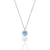 Rhodium-plated Aquamarine Stone and Diamond-mounted Necklace