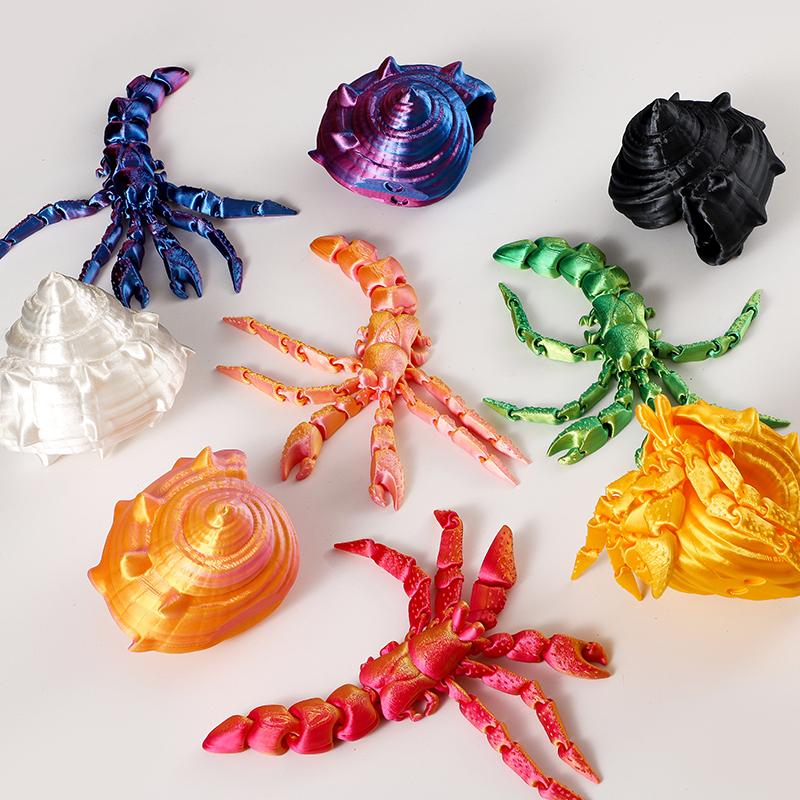 3D Printed Model Articulated Hermit Crab Movable Joints Cool Desktop Creative Ornament Fun Crafts Action Figures Toys Kid Aldult