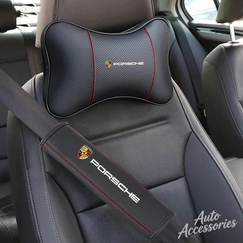 Car Seat Headrest Seat Belt Protective Sleeve Protective Shoulder Pad For Porsche Cayenne Panamera Macan Taycan Boxster CaymanEL1