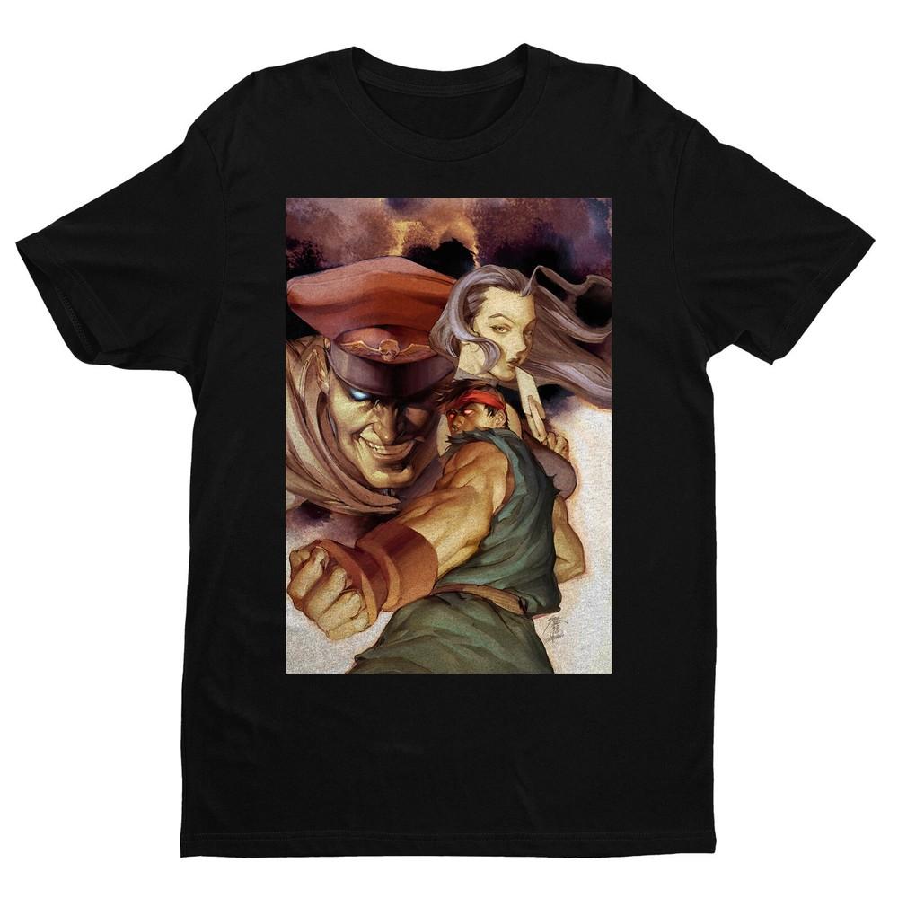 M Bison Злой Рю Роза Премиум Унисекс Футболка Эксклюзивный Дизайн