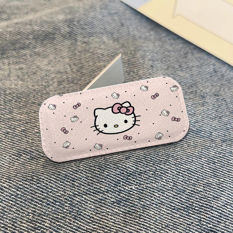 Hello Kitty Portable Folding Stand - Mini Metal Leather Sticker for Students and Women