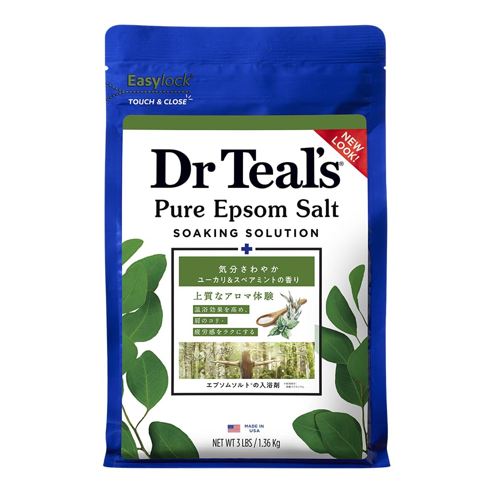 Dr Epsom Salts with Eucalyptus and Essential Large Capacity Teal's & Spearmint, Magnesium, Oils, 1.36kg,