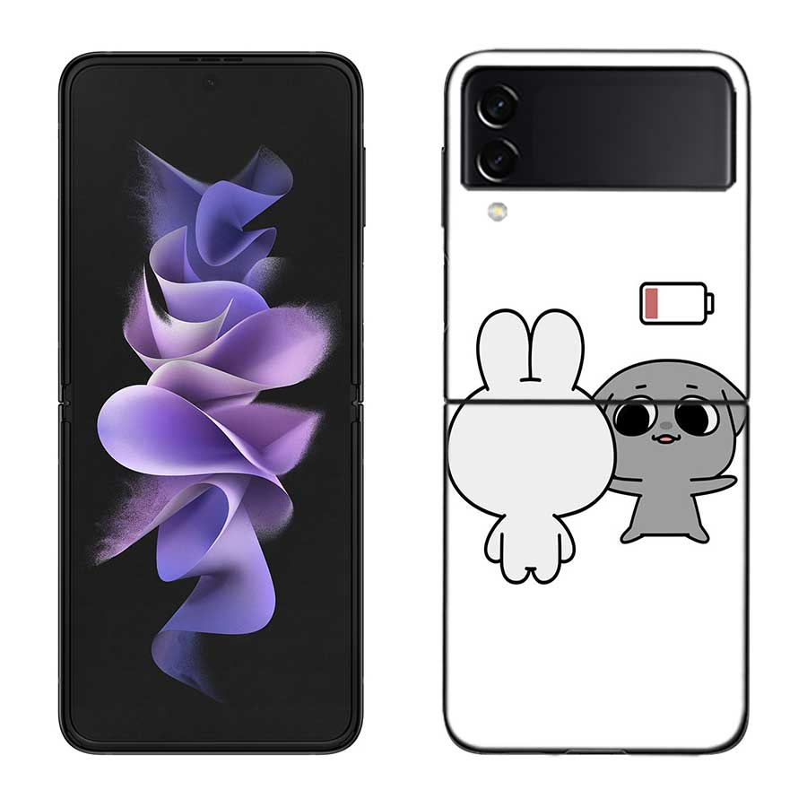 Милый Мультяшный Чехол K-Kkamang для Samsung Z Flip 7 6 5G Galaxy Z Flip 5 4 3 Черный Жесткий Чехол-Крышка Роскошный PC Корпус Coque