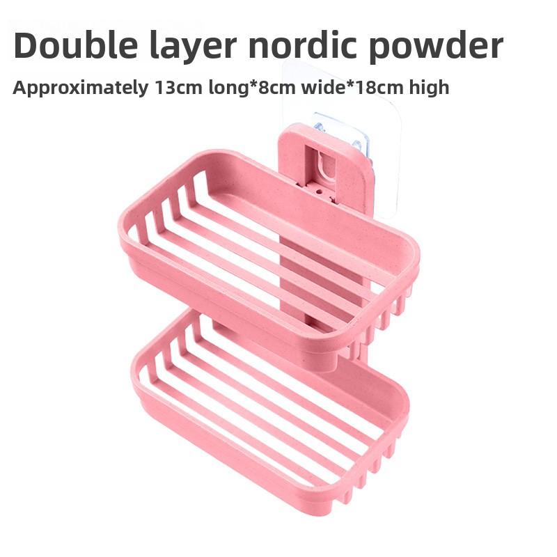 Мыльница без пробивки, Настенная мыльница для слива в ванной, Стеллаж для хранения в ванной, Присоска, Двухъярусная мыльница