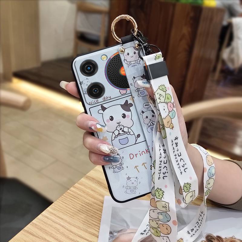 Phone Holder Anti-knock Phone Case For ZTE Nubia Music Lanyard Ring Waterproof Shockproof Kickstand Wrist Strap Cartoon