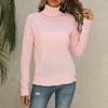 Women's Fashion Casual Turtleneck Solid Color Long Sleeve Knitted Sweater Shirt Tops