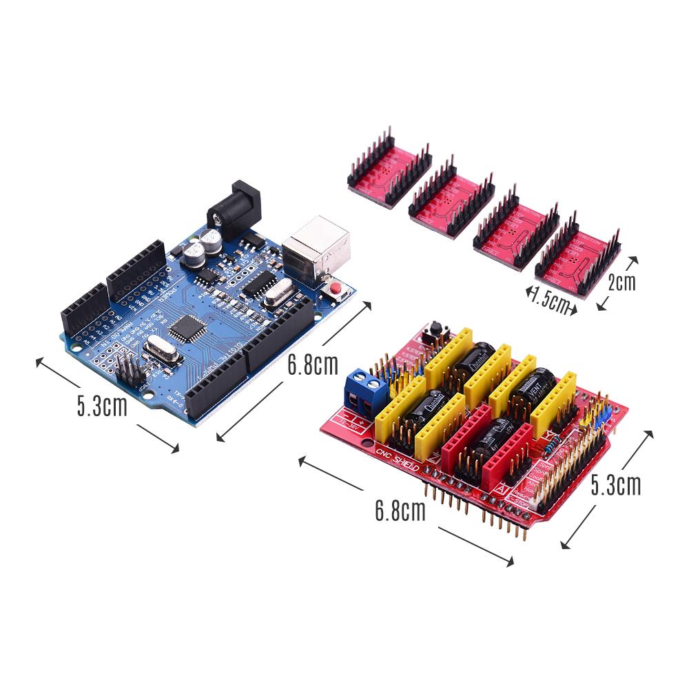 3D Printer Accessories CNC Shield R3 Board A4988 Driver Kit With Heat Sink For Engraver 3D Printer
