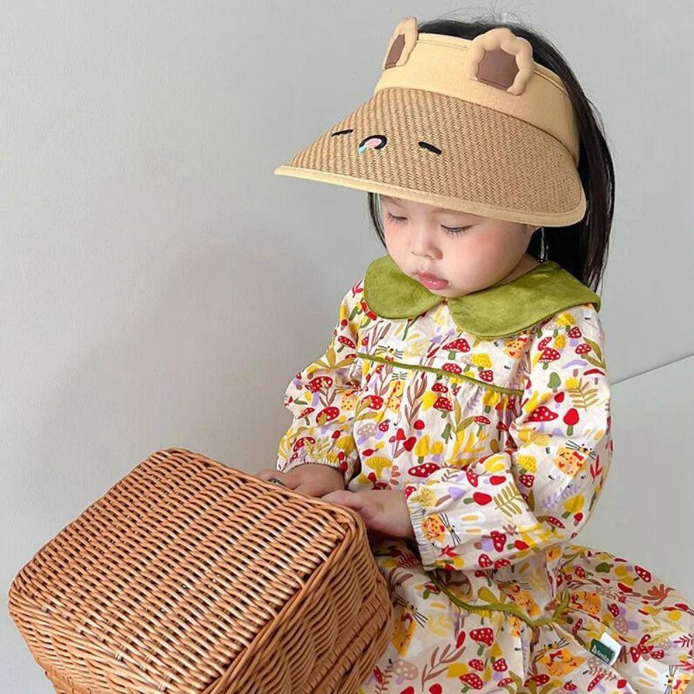 Sun Hat Cartoon Sunshade Hat Shading Hat Children's Visor Hat Soft Children Straw Sun Hat Travel