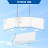 Trifold Shaving Mirror with Height Adjustable Telescoping Hooks for Self Hair Cutting Makeup Essential Fordable Portable White