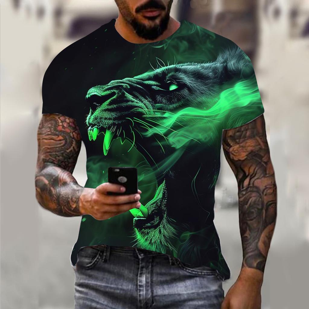 Летний топ с круглым вырезом и 3D-принтом орла, модная повседневная мужская футболка с коротким рукавом