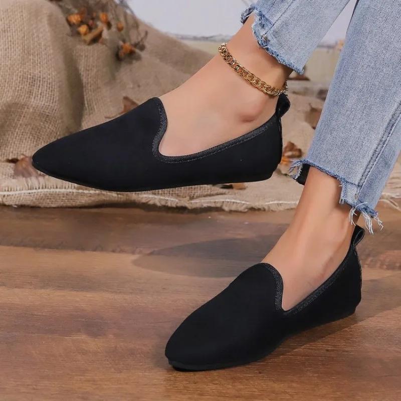 Women's Classic Ballet Flats Slip On Pointed Toe Casual Female Loafers Soft-soled Flat Breathable Shoes 35-43