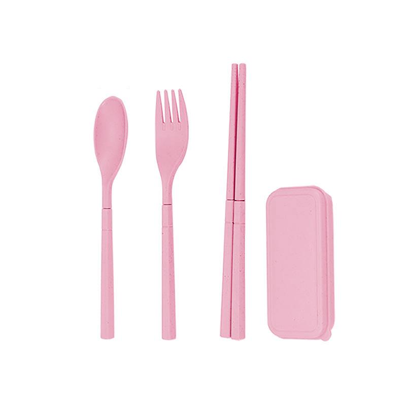 3-Piece Eco-Friendly Cutlery - Portable Dining Kit with Carrying Case- Wheat Straw Spoon/Fork/Chopsticks