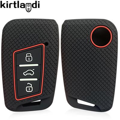 Для VW Taos 2022 Tiguan Atheon rline Polo Passat B8 для Skoda Kodiaq Octavia Fabia Karoq Seat Ateca силиконовый чехол-накладка для ключа автомобиля
