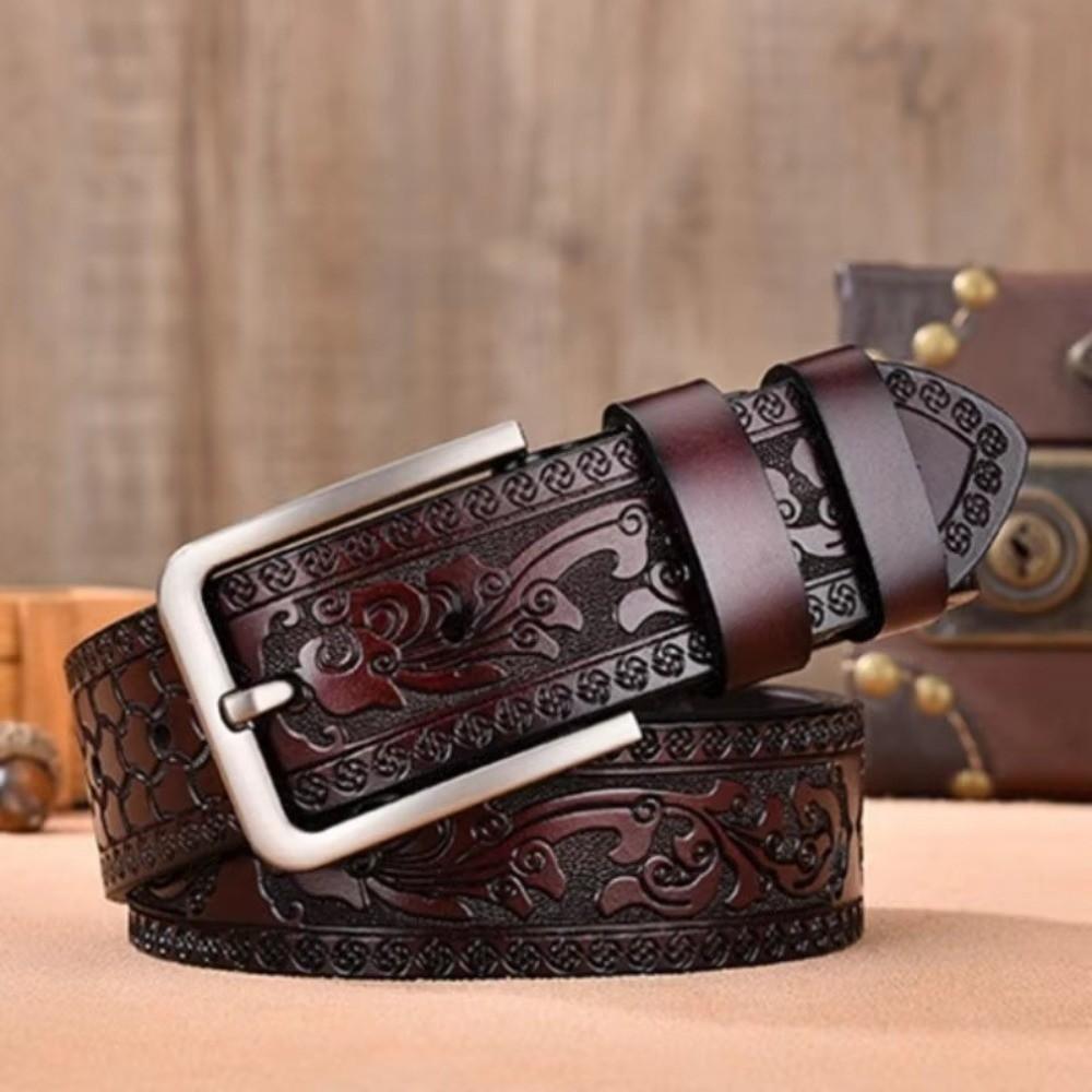 PU Embossed Leather Belt Embossed Waistband Retro Women's Faux Leather Belt