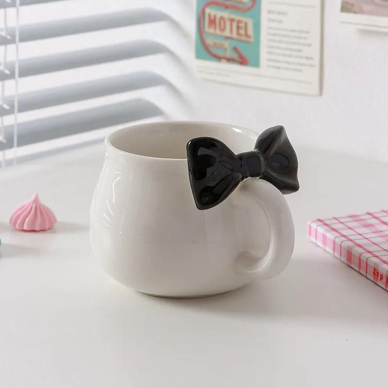 Креативная кружка с бантом, керамическая кружка для послеобеденного чая, милая мультяшная кружка для кофе, домашняя кружка для молока, сока, кружка для напитков, красивые подарки