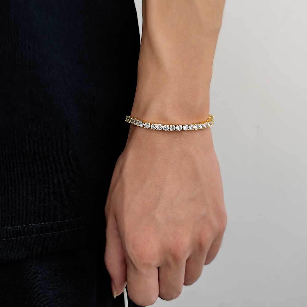 Trendy 18K Gold-Plated Zircon Tennis Bracelet for Men – Hip-Hop Style
