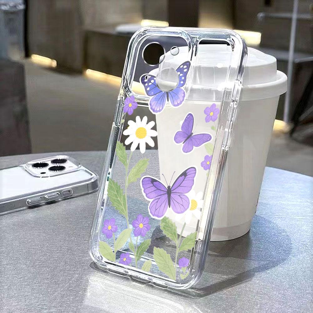 Purple Butterflies Flowers Phone Case for Xiaomi Redmi Note 15 14 13 12 11 10 9 8 7 Pro Plus Soft Shockproof Protective Cover