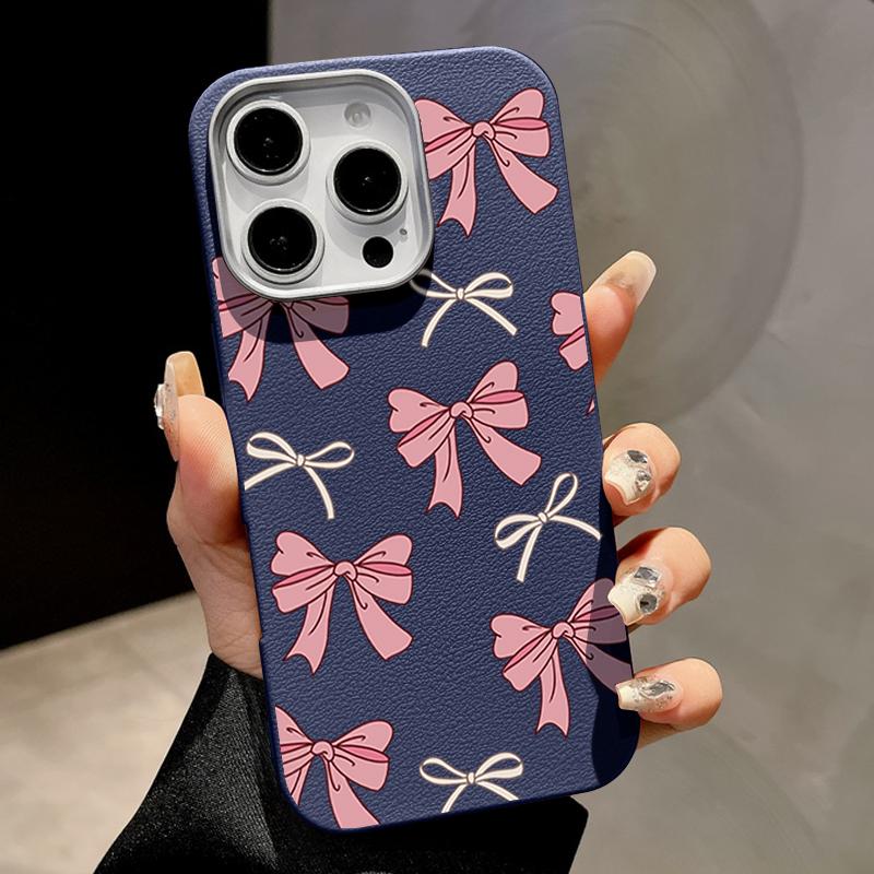 Милый розовый чехол с бантом для iPhone 16 Pro Max Coque для iPhone 15 14 13 Pro Max 16e Магнитный чехол-накладка из силикона с текстурой кожи