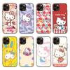 H-7 Hello Kitty Cartoon Black Sofe Case for iPhone 16 15 Plus 14 13 Mini 12 11 Pro 8 6 6S SE 5 XR XS Max Realme C30 C33 C32 9I VIVO V29 V27 V23 Y36