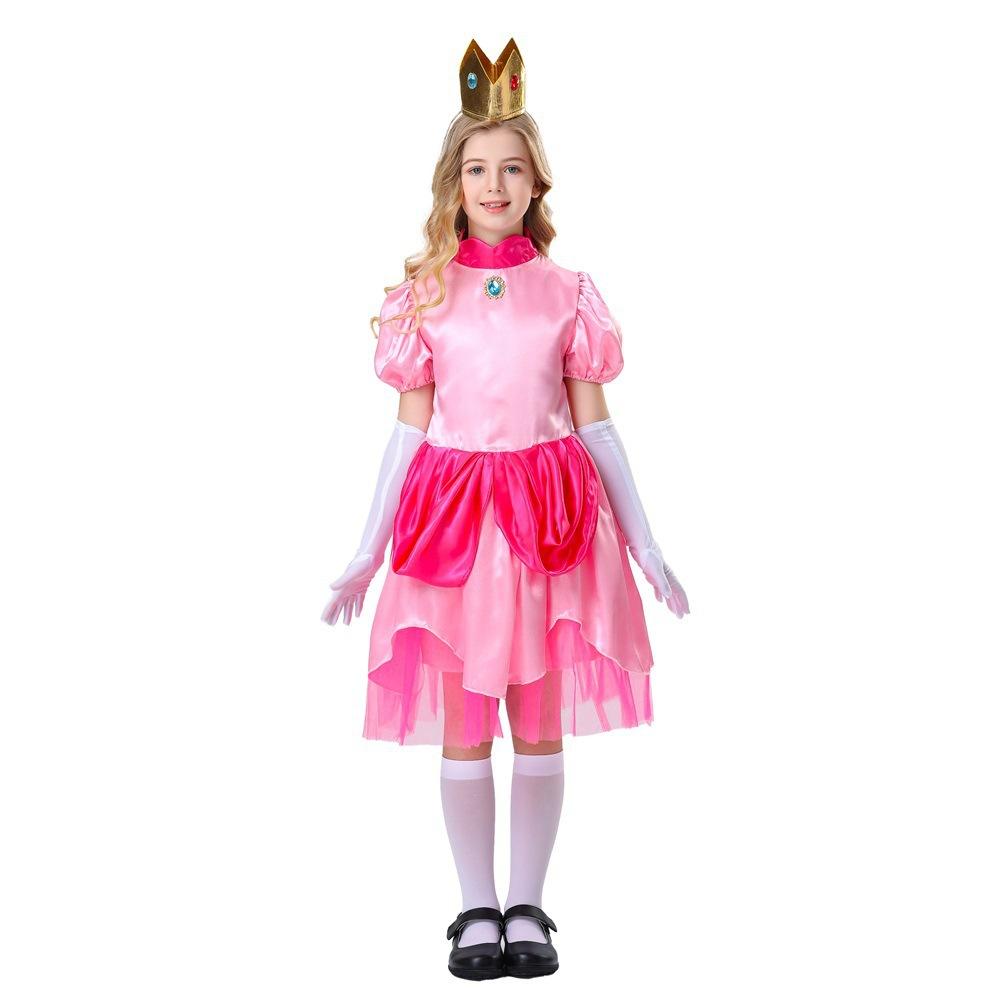 New Children's Girl Halloween Princess Peach Costume Party Stage Performance Costume Dress Set