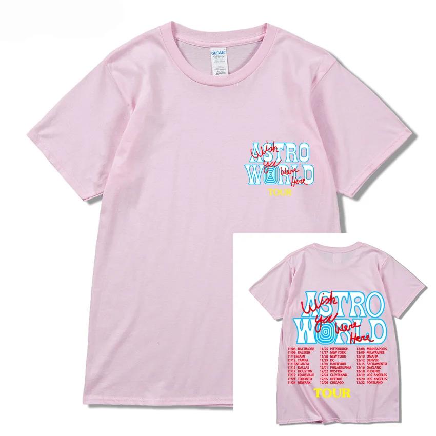 Summer Hip Hop T Shirt UnisexCactus Jack ASTROWORLD Harajuku T-Shirts WISH YOU WERE HERE Letter Print Tee Tops