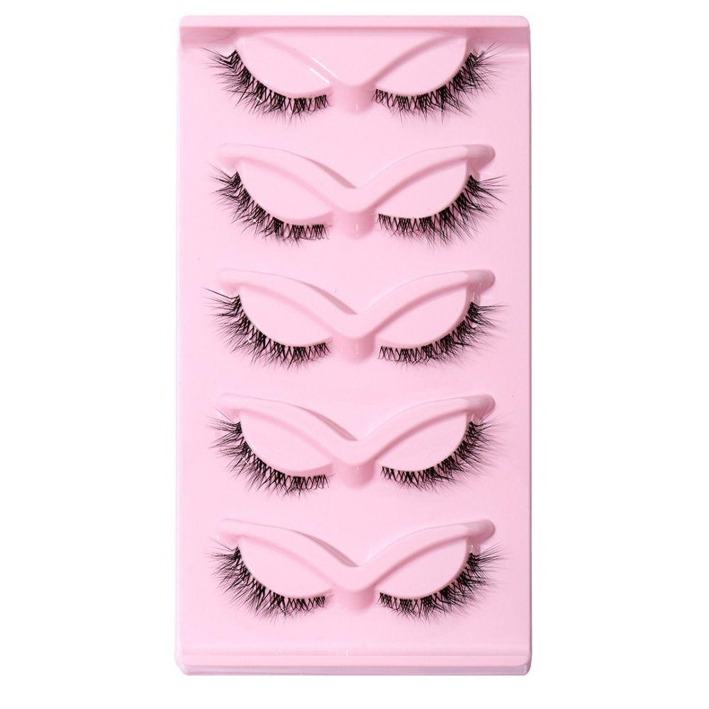 5 Pair Eye Tail Lengthening L Curl False Eyelashes 3D Faux Mink Lashes Cat Eye Fake Lashes  Women