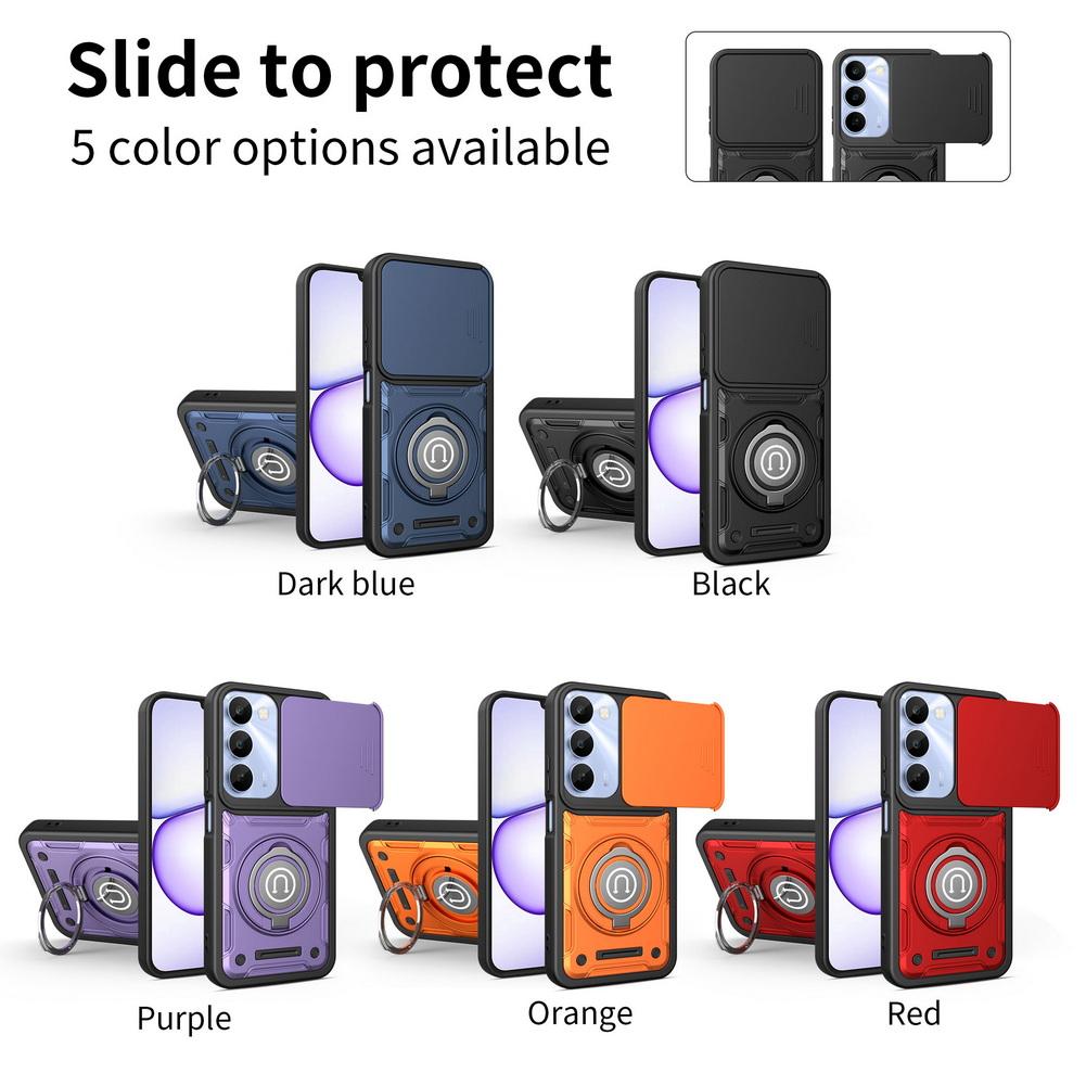 Slide the Cover to Protect Camera Case For Realme C100 c100x C71 C85 C61 C63 realme 15 Pro 15T 15X Note 70 60 Ring Stand Cover