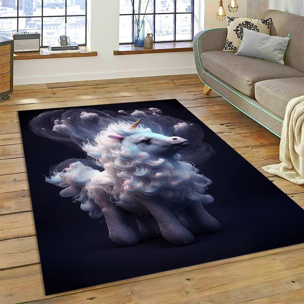 Милый ковер с единорогом для девочек, подарок, ковер с рисунком для дома, гостиной, спальни, дивана, коврик для двери, декор, детский игровой коврик, нескользящий напольный коврик
