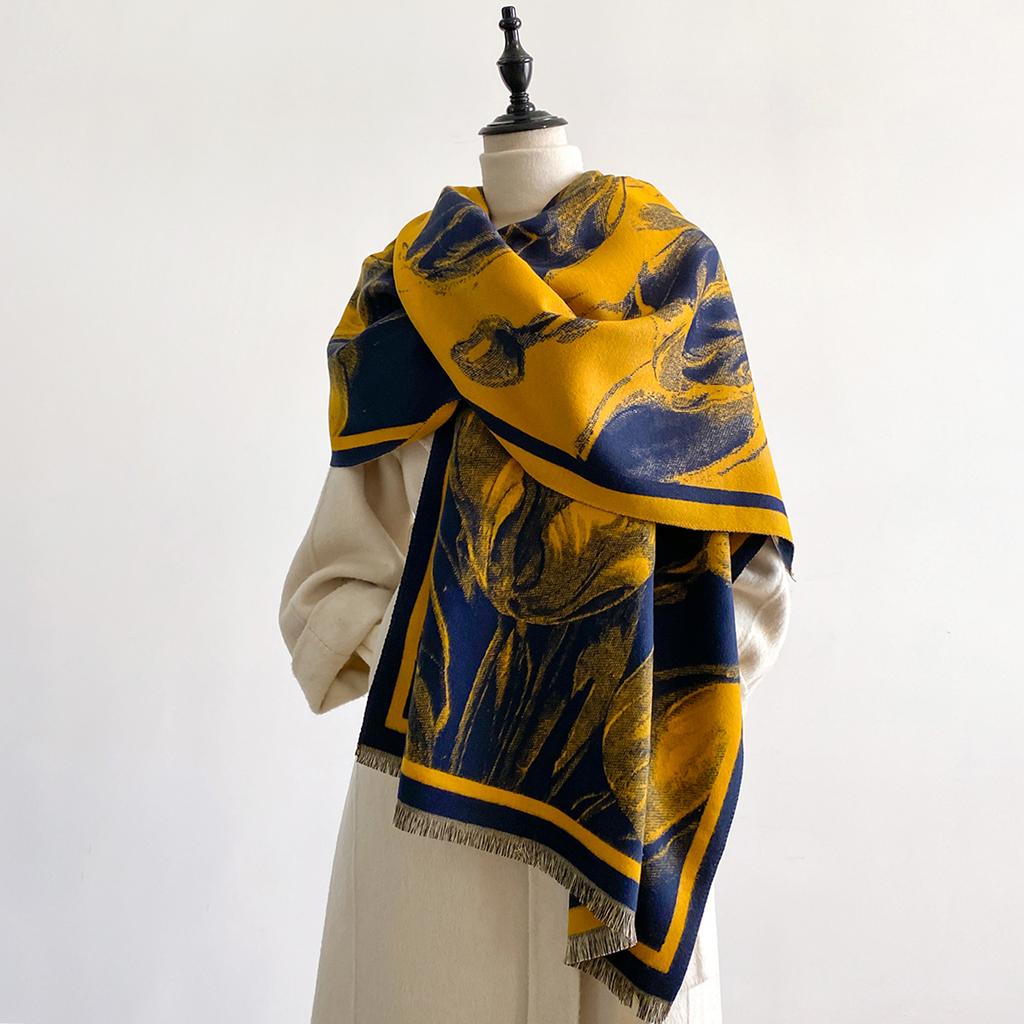 Luxury Design Winter Two-Sided Cashmere Jacquard Scarves High Quality Women Thicken Wrap Shawl Ladies  Pashmina Scarf