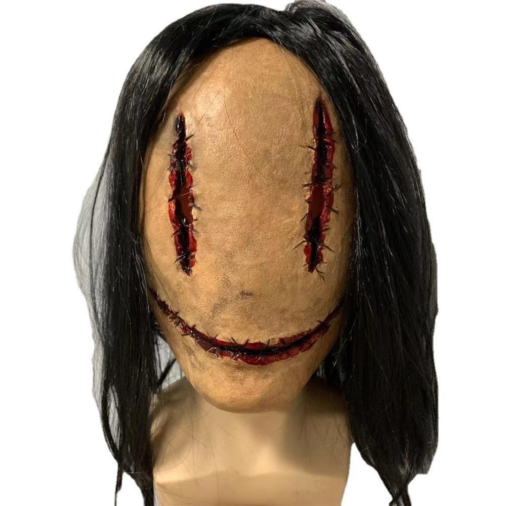 Spooky Scary Halloween Mask Full Face Mask Long Hair Demon Mask Ghost Cosplay Mask Dress Party