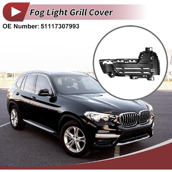 Fog Light Grill Front Lower Bumper Fog Light Cover Inserts for BMW X5 2014-2018 ABS No.51117307993 Black