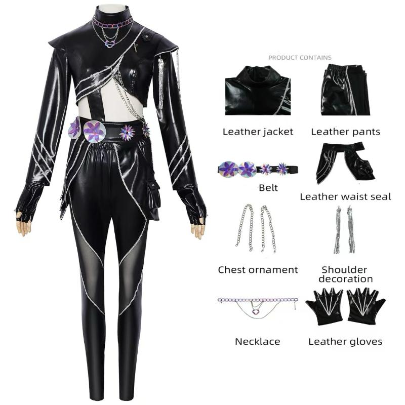 Hot Selling 2026 Korean Style Girls Suit Halloween Cosplay Hot Girl Show Costume Black Golden Suit Halloween Girl Anime Costume