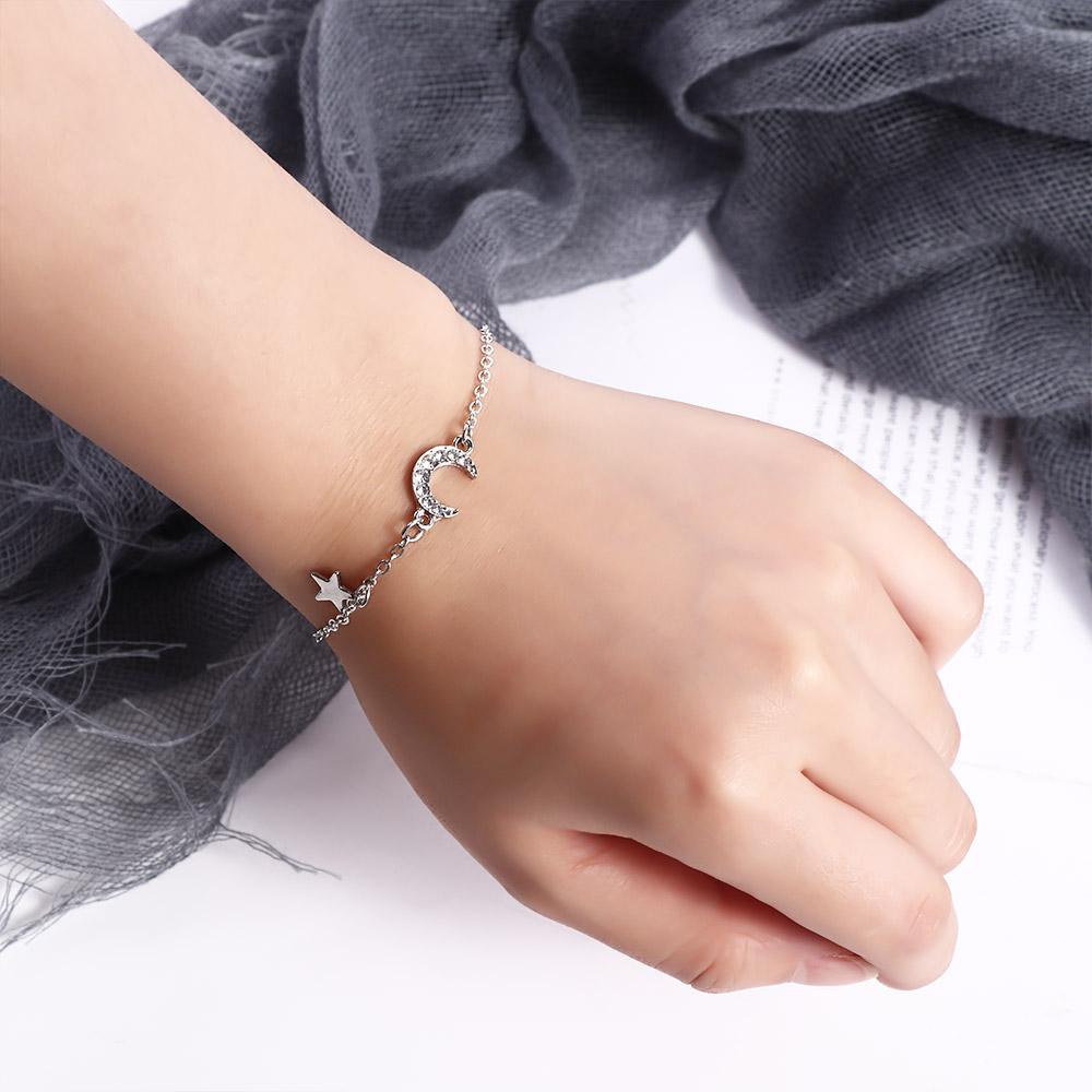 Стразы модные ювелирные изделия звезда S925 женский браслет для девочек луна кулон браслеты