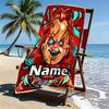 Custom Name Personalized horror movie Print Beach Towel, for Trip Camping Beach Party Home Decor, Birthday Gift for Family & Friends