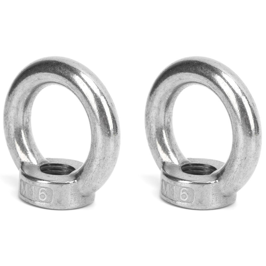 2pcs Eye Nuts Stainless Steel Lift for Ocean Industry Yachts Speedboats Motor Boats Passenger ShipsM16 700kg Load