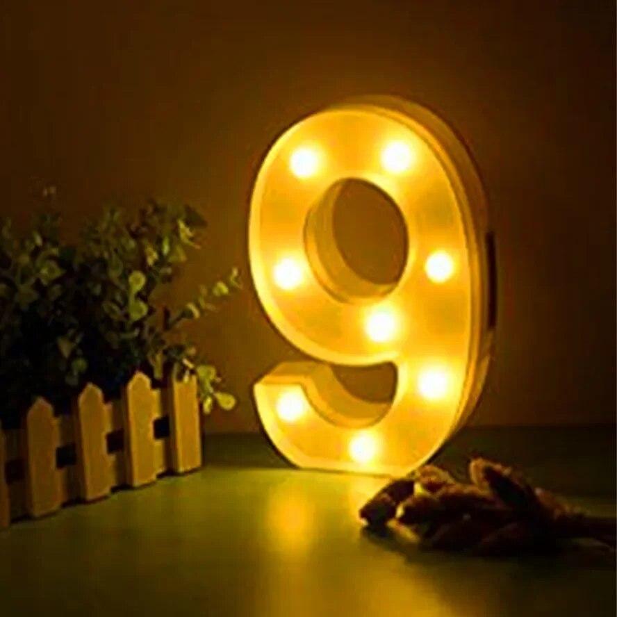 Alphabet Letter LED Lights Luminous Number Lamp Battery Warm Night Light for Home Wedding Birthday Christmas Party Decoration