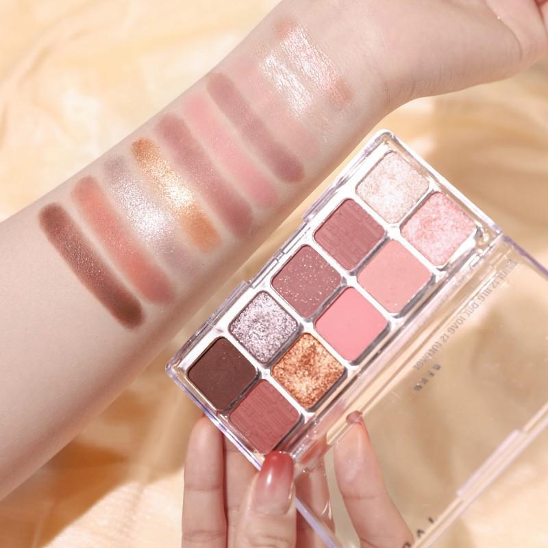 Десять цветов палитры теней для век/Жемчужный матовый серый розовый фиолетовый для начинающих