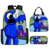 Rainbow Friends Kids School Backpack Set Elementary Students - Oxford Fabric Dual Strap Bag With Lunch Pouch Pencil Case