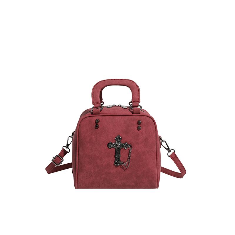 Fashion Y2K Vintage Box Shape Women's Handbag Multifunctional Retro PU Leather Ladies Crossbody Purse Streetwear Shoulder Bag