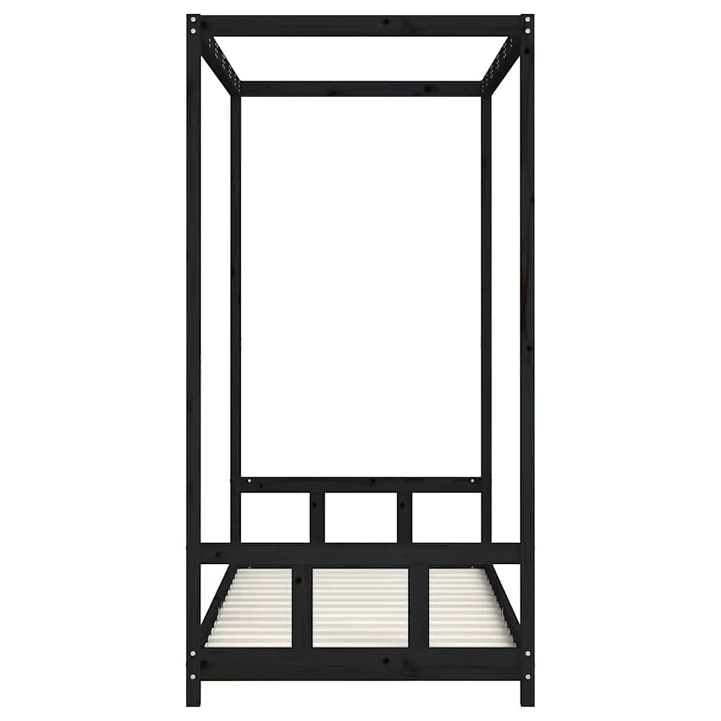Kids  Bed Black 90 x 190 cm Solid Pine Wood