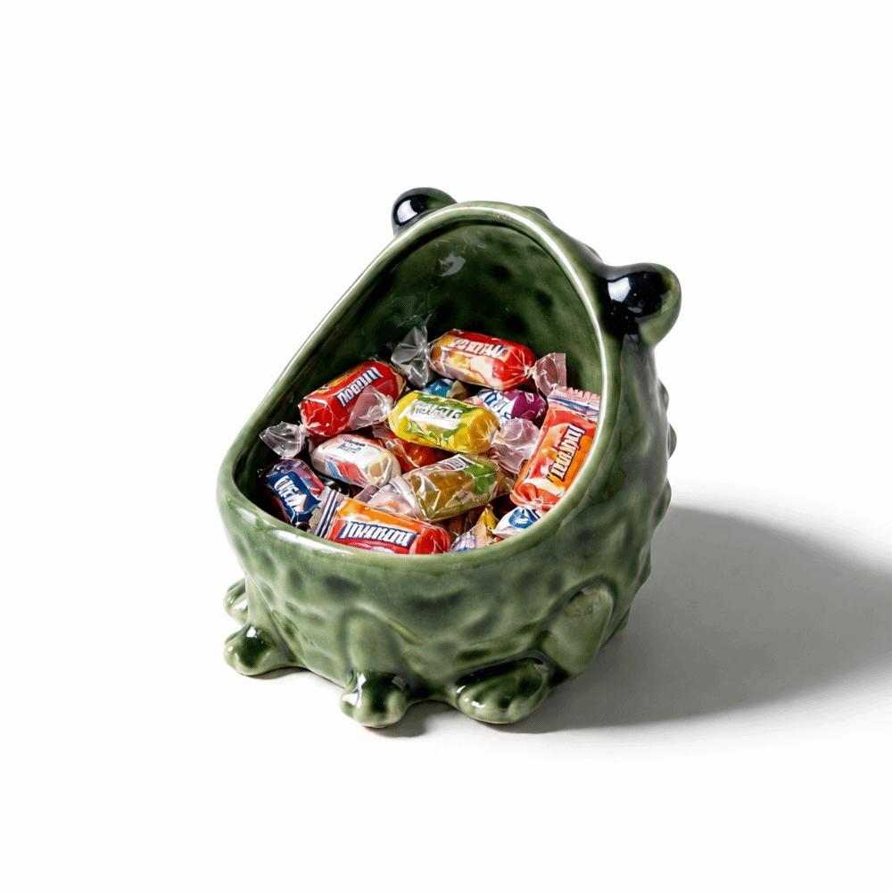 Glossy Finish Animal Jewelry Organizer Ceramic/Resin Frog Storage Bowl  Vanity Table Decor