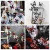 Double Layer Halloween Wall Stickers Hollow Out PVC Butterfly Skull Stickers DIY Red 3D Butterfly Wallpaper Decal