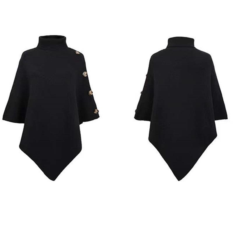 Осенне-зимняя мода Водолазка Необычный женский пуловер Свободная шаль-накидка Однотонный вязаный кардиган Длинные топы Офисная повседневная одежда